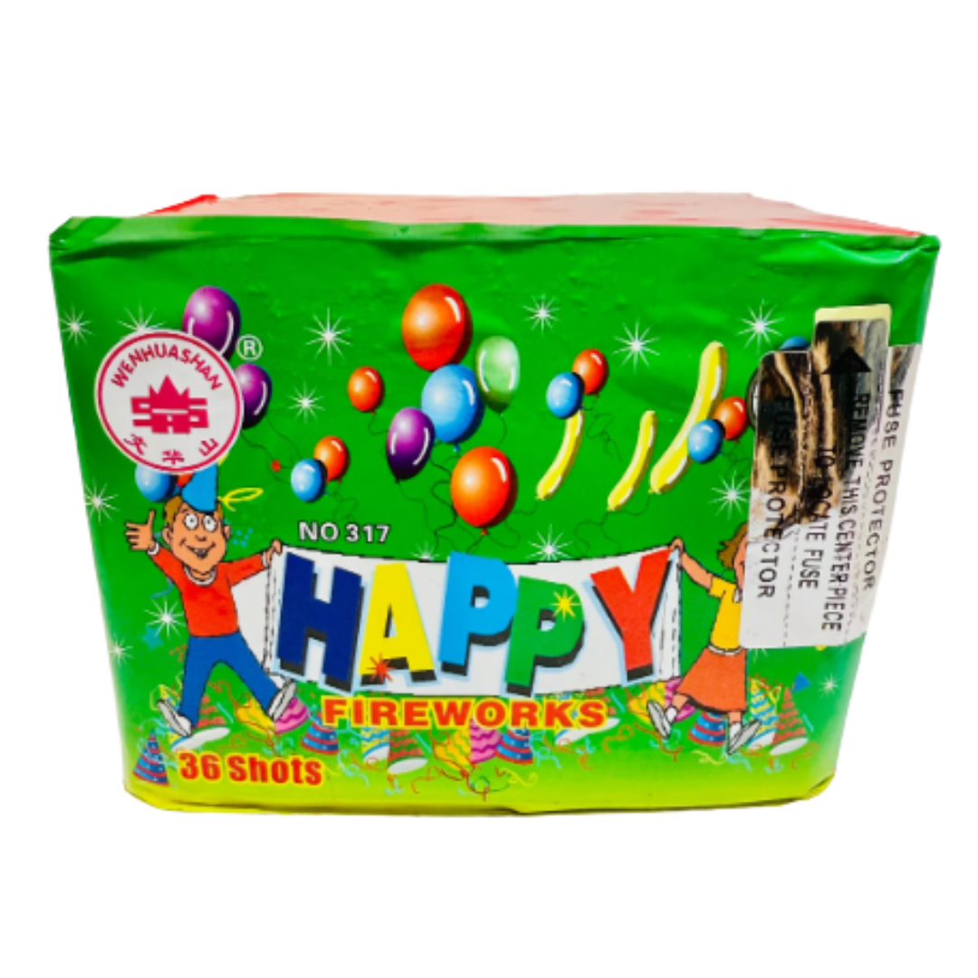 Baterie de artificii Happy, 36 focuri, 18 calibru