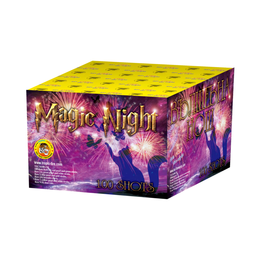 Baterie de artificii Magic Night, 100 focuri, 18 calibru